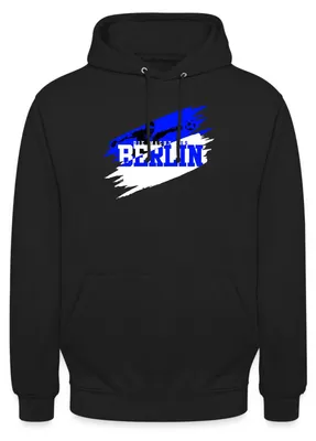 Produktbild von Spreadshirt Die Macht Aus Berlin Blau-Weiß Fußball Fan Uni Hoodie, L, Schwarz