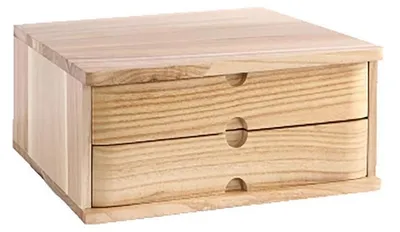 Produktbild von Mehrzweck-Aufbewahrungsbox aus Holz mit 2 Schubladen