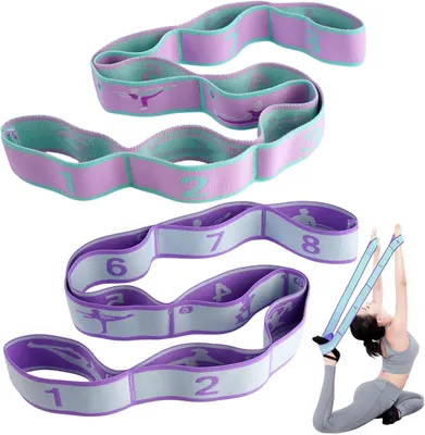 Imagen del producto de Banda de yoga con 8 bucles, de 90 cm, elástica, para pilates y fitness