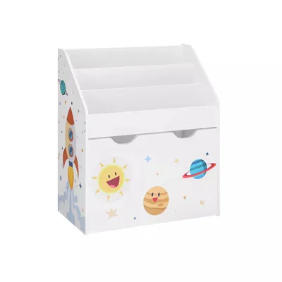 Produktbild von In And OutdoorMatch Spielzeugregal Irma - Aufbewahrungsregal mit 3 Fächern - Aufbewahrung für Bücher, Spielzeug - Weiß - 62,5 x 29,5 x 70 cm