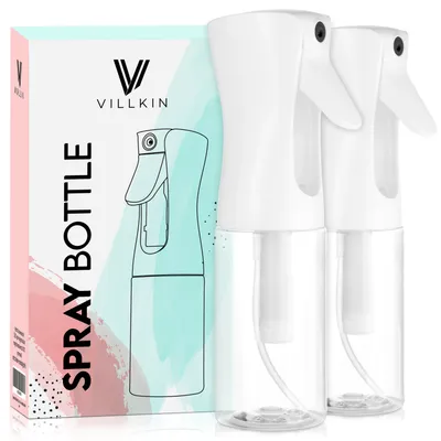 Produktbild von Villkin Sprühflasche - 2er Set – Superfeiner Sprühnebel | 200 ml | 5-Sekunden-Dauerstrahl | Vielseitig einsetzbar für Haarstyling, Pflanzen, Reinigung