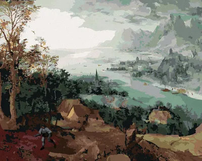 Image de Zuty - Peinture par numéros - PAYSAGE AVEC SEMEUR (PIETER BRUEGEL), 40 x 50 cm, sans cadre et sans toile tendue