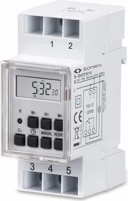 Produktbild von SONERO Digitale Zeitschaltuhr S-DOTH10, 3500 W, DIN-Schiene, weiß