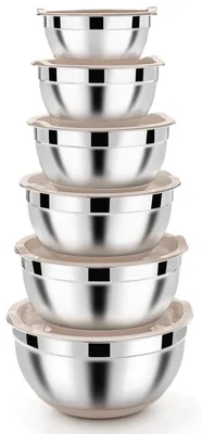 Image de Solidchoice - Ensemble de 6 bols mélangeurs en acier inoxydable avec couvercles