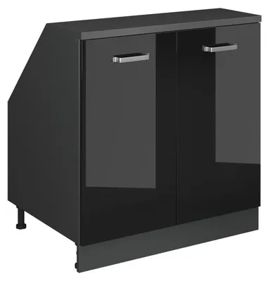 Obrázek produktu pro Šikmá skříň Vicco Rion Černý vysoký lesk 80 x 81.6 cm se 2 dveřmi, korpus skříně hloubka 60 cm, Model 60159