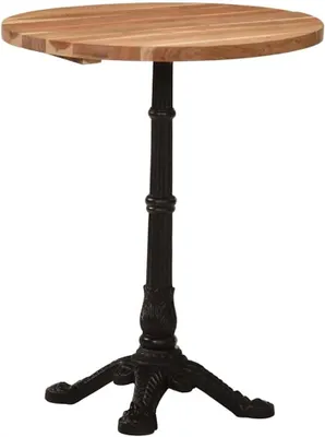 Produktbild von Runder Bistrotisch Ø60x76 cm aus massivem Akazienholz mit Gusseisengestell für Esszimmer, Küche und Wohnzimmer