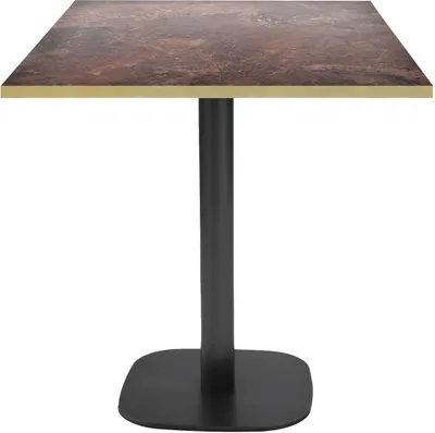 Produktbild von Tisch 70 x 70 cm – Rundes Roststeinmodell mit Messingkanten