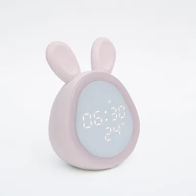 Produktbild von Niedlicher Kaninchen-Wecker für Kinder mit Nachtlicht, digitaler LED-Wecker（Rosa）
