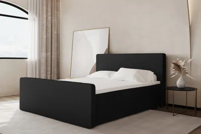 Produktbild von Boxspringbett Schlafzimmerbett CELES 120x200cm Stoff Ascot Schwarz