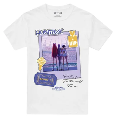 Imagen del producto de Camiseta uni para hombre/mujer, diseño "K-Pop Demon Hunters - Huntrix Golden Tour", modelo TV42591 (talla XL), color blanco