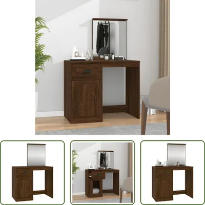 Produktbild von The Living Store Schminktisch mit Spiegel Braun Eichen-Optik 90x50x132,5 cm