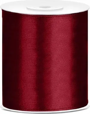 Image de Ruban cadeau satin rouge vin 25m 100mm de large