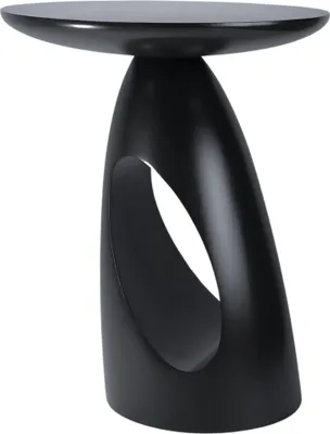 Produktbild von Beistelltisch ISLAND 40 / Kaffeetisch - Sofatisch - Laptoptisch - Nachttisch - Pflanzentisch / Oval 32 x 40 / Gedrechseltes massives Buchenholz / Schwarz