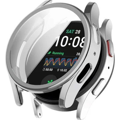 Produktbild von Schutzhülle für Samsung Galaxy Watch 7 40mm Schutzglas Display Panzerfolie Case Tasche Silber