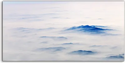 Produktbild von Coloray - Glasbild - 120x60 cm - Wandbild - Glasbilder - Luftlandschaft Berg im dichten Nebel