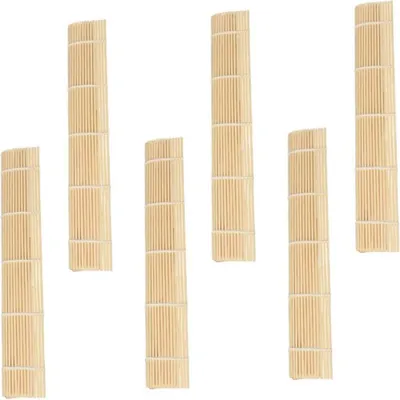 Produktbild von 6-teiliges Sushi-Matten-Set aus Holz, Küchenhelfer für Reis, wiederverwendbare Sushi-Matte, leicht zu reinigen und platzsparend zu verstauen für die Zubereitung zu Hause