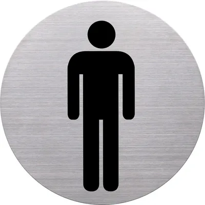 Zdjęcie produktu dla helit Piktogramm "WC-Herren", Durchmesser: 115 mm, silber
