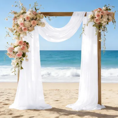 Imagen del producto de Tela de gasa de alta calidad, 71 cm x 6 metros, color blanco, ideal para arcos de boda