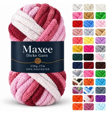 Image de Fil XXL épais – Fil doux type "roving" idéal pour le tricot à l'aiguille et au crochet – Parfait pour les couvertures, les coussins, les tapis et les paniers pour animaux de compagnie – 250 g – Motif arc-en-ciel