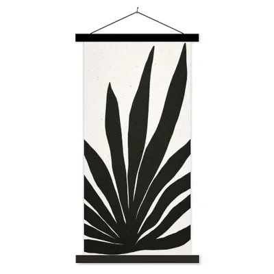 Produktbild von MuchoWow® Textilposter Blatt - Pflanze - Minimalismus 60x120 cm mit schwarzem Rahmen - Magnete