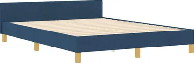 Image de vidaXL Cadre de lit avec tête de lit bleu 140 x 200 cm Tissu