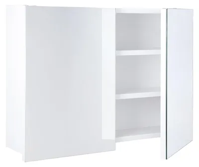 Productafbeelding van Differnz Brida Spiegelkast - Badkamerkast met Spiegel - Vervaardigd uit MDF - 2 Deuren met Geïntegreerde Greep - 2 Legplanken -gecertificeerd Hout - 50 x 15 x 67,5 cm - Kleur Wit