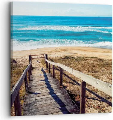 Produktbild von Bild auf Leinwand - Leinwandbild - Einteilig - Meer Strand Eintritt - 30x30cm - Wand Bild - Wanddeko - Wandbilder - Leinwanddruck - Bilder - Wanddekoration - Leinwand bilder - Wandbild - AC30x30-4359