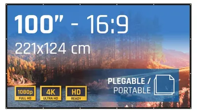 Productafbeelding van Iggual Eco-cost projectiescherm, 100 inch, 16:9 beeldverhouding, transparant. Eén maat / EU-stekker. Transparant, één maat