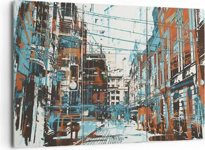 Produktbild von Bild auf Leinwand - Leinwandbild - Stadt Straße Haus - 165x110cm - Wand Bild - Wanddeko - Leinwanddruck - Bilder - Kunstdruck - Wanddekoration - Leinwand bilder - Wandkunst - CE165x110-3806