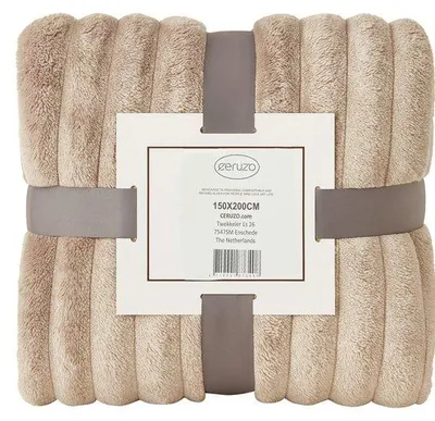 Imagen del producto de Manta de forro polar Unyqoos® de 150 x 200 cm – color taupe, suave forro polar de 280 g/m², manta cálida para el sofá y la cama