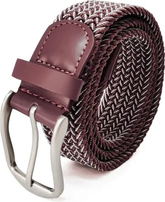 Produktbild von Glamexx24 Unisex Elastischer Ledergürtel Geflochtener Stretchgürtel Dehnbarer Leder Gürtel für Damen und Herren 90 bis 145 cm-Farbe: Dunkelbraun weiss -Größe: 95 cm