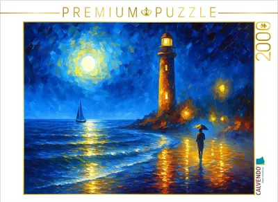 Produktbild von CALVENDO Puzzle Leuchtturmwanderung bei Nacht | 2000 Teile Lege-Größe 90x67cm Foto-Puzzle für glückliche Stunden