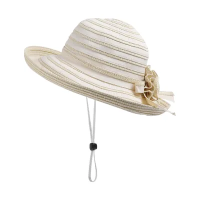 Produktbild von Stroh-Sonnenhut für Damen, UV-Schutz Sonnenhut, Strandhut mit Schleife, Beige