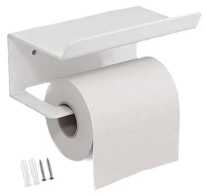 Toiletpapierhalter mit Ablage, Edelstahl, weiß, 1 Stück
