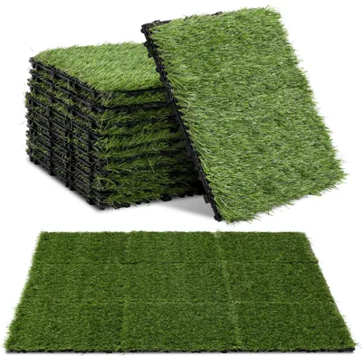 Obrázek produktu pro ISOISL Umělá tráva, klickovací dlaždice, 30x30 cm, 77 kusů (7 m²) – Dlaždice pro terasy a balkony s drenážním systémem, realistickým vzhledem a snadnou montáží, vhodné pro vnitřní i venkovní použití