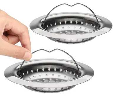 Produktbild von Abflusssieb Edelstahl Küche Waschbecken Spüle 11 cm mit Griff 2 Stück