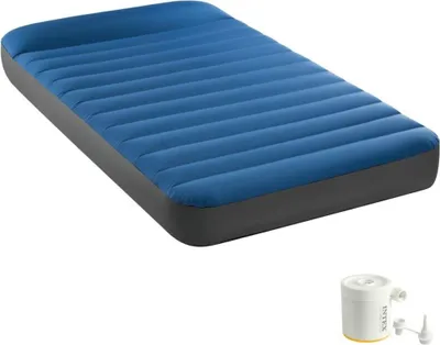 Produktbild von INTEX 64011 - Luftbett - Twin Dura-Beam Truaire inkl. USB-Luftpumpe (blau, 99x191x22cm) Luftmatratze Campingbett