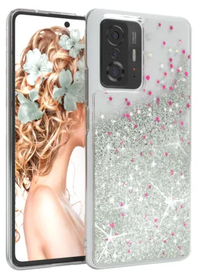 Produktbild von EAZY CASE - Glitzer Hülle kompatibel mit Xiaomi 11T / 11T Pro 5G Glitzer Schutzhülle, Soft Case, Backcover Transparent mit Motiv