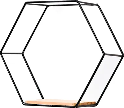 Produktbild von Eisen-Aufbewahrungshalter An Der Wand Befestigter Multifunktionaler Nordischer Stil Geometrisches Festes Sechseckiges Regal Für Zuhause-Schwarzes S