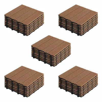 Image de Lot de 40 dalles clipsables bois synthétique marron - Oviala Padang