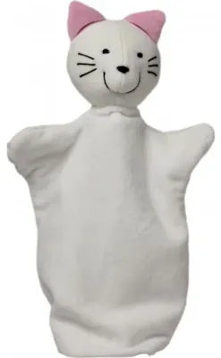 Produktbild von Weiche Handpuppe Katze aus geschorenem Frottee, Märchenpuppe für Kinder, 28 cm