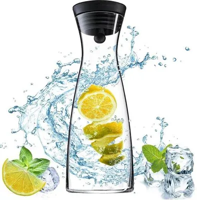 Productafbeelding van Famanu waterkan met deksel en roestvrijstalen schenktuit - 1,2 liter - Transparant