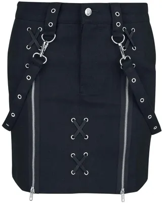 Produktbild von Gothicana by EMP Damen schwarzer Rock mit Schnürdetails und Reißverschlüsse S