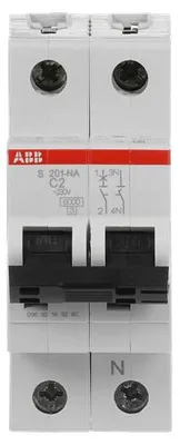 Produktbild von S201-C2NA, Miniatur-Leistungsschalter, Typ C, IP20, IP40