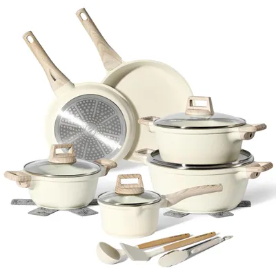 Produktbild von Just Perfecto JL-28: Küchengeschirr im Granit-Look, beige, 15-teilig