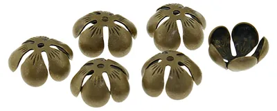 Produktbild von Vintageparts Perlkappen Blumen antik Bronze, 10 Stück, 12 mm
