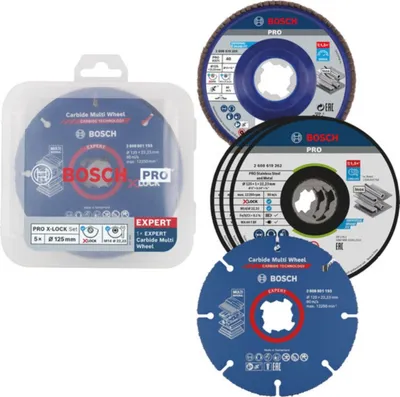Immagine prodotto di X-LOCK Bosch - Set per lavori di taglio e levigatura - per legno, metallo, plastica - 5 pezzi - 125 mm
