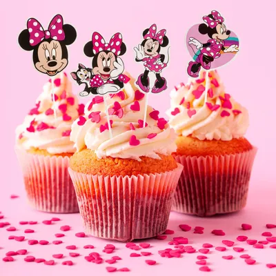 Produktbild von Dekora Minnie Kuchenpicker für Cupcakes und Muffin 16 Stück mit 8 verschiedenen Motiven