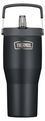Produktbild von Thermos Flip Straw Tumbler mit Strohhalm und Henkel, 0,85 l, black mat