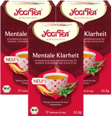 Produktbild von 3 x YOGI TEA Mentale Klarheit 32,3g Kräutertee - minzig. erfrischend